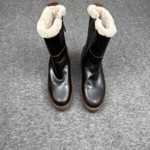 Timberland Dalston Vibe Warmlined Boots Women's 6 Faux Fur Block Heel Side Zip